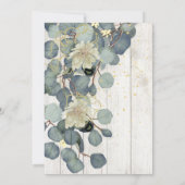 Eucalyptus Leaves Floral Rustic Wood Gold Weddensc Kaart (Achterkant)