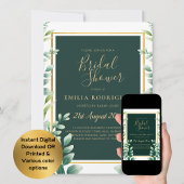 Eucalyptus Leaves GOLD Bridal Showuitnodiging Kaart