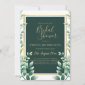 Eucalyptus Leaves GOLD Bridal Showuitnodiging Kaart (Voorkant)