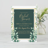 Eucalyptus Leaves GOLD Bridal Showuitnodiging Kaart (Staand voorkant)