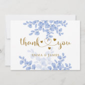 Eucalyptus Leaves Gold Dusty Blue Weddenschap Bedankkaart (Achterkant)