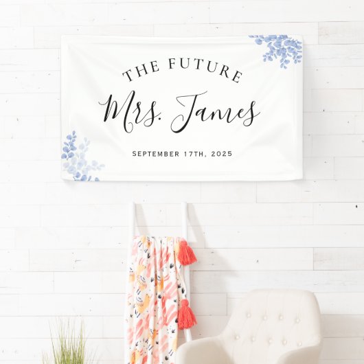 Eucalyptus Leaves Gold Dusty Blue Weddenschap Spandoek (Insitu)