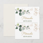 Eucalyptus Leaves Gold Floral Place card Briefkaart (Voorkant / Achterkant)