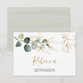 Eucalyptus Leaves Gold Floral Place card Kaart (Voorkant / Achterkant)