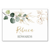 Eucalyptus Leaves Gold Floral Place card Kaart (Voorkant)