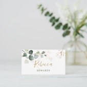 Eucalyptus Leaves Gold Floral Place card Visitekaartje (Staand voorkant)