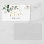 Eucalyptus Leaves Gold Floral Place card Visitekaartje (Voorkant / Achterkant)