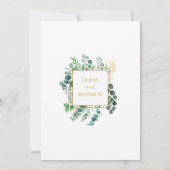 Eucalyptus Leaves & Gold Frame Watercolor Wedding Kaart (Achterkant)