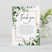 Eucalyptus Leaves Gold Frame Wedding Thank You Bedankkaart (Staand voorkant)