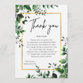 Eucalyptus Leaves Gold Frame Wedding Thank You Bedankkaart (Voorkant)