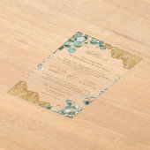 Eucalyptus Leaves Gold Lace Muslim Wedding Acryl Uitnodigingen (Laagn)