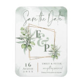 Eucalyptus Leaves Gold Lijst Greenery Wedding Save Magneet (Verticaal)