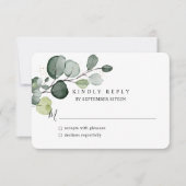 Eucalyptus Leaves Gold Splatter RSVP Kaartje (Voorkant)