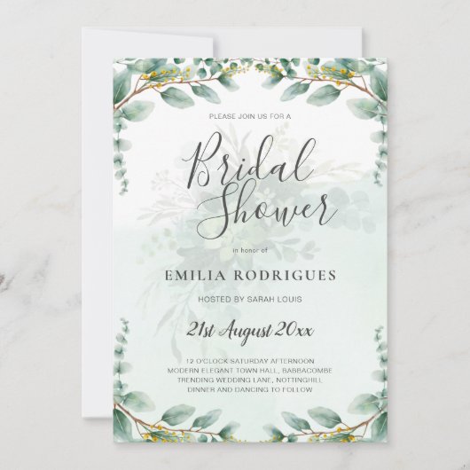 Eucalyptus Leaves GOLD VRIJGEZELLENFEEST INVITE Kaart (Voorkant)