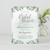 Eucalyptus Leaves GOLD VRIJGEZELLENFEEST INVITE Kaart (Staand voorkant)