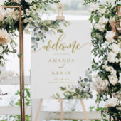 Eucalyptus Leaves Gold Welkom Weduwbord Poster