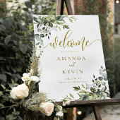 Eucalyptus Leaves Gold Welkom Weduwbord Poster