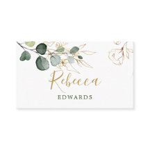 Eucalyptus Leaves Golden Floral Place card