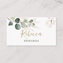 Eucalyptus Leaves Golden Floral Place card Visitekaartje
