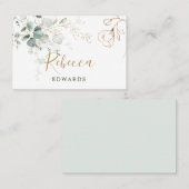 Eucalyptus Leaves Golden Floral Place card Visitekaartje (Voorkant / Achterkant)