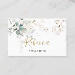 Eucalyptus Leaves Golden Floral Place card Visitekaartje