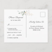 Eucalyptus Leaves Golden Floral RSVP Weddenschap Uitnodiging Briefkaart (Achterkant)