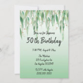 Eucalyptus Leaves Green Ombre 50th Birthday Kaart (Voorkant)