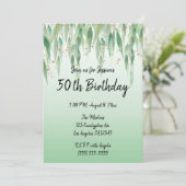 Eucalyptus Leaves Green Ombre 50th Birthday Kaart (Staand voorkant)