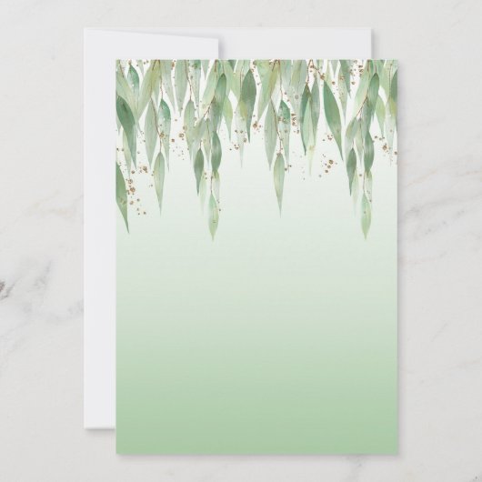 Eucalyptus Leaves Green Ombre 50th Birthday Kaart (Achterkant)