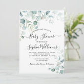 Eucalyptus Leaves Greenery Baby shower Invitation Kaart (Staand voorkant)