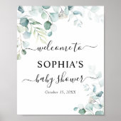 Eucalyptus Leaves Greenery Baby shower Welkom Poster (Voorkant)