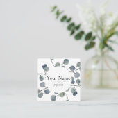 Eucalyptus Leaves Greenery Botanical Waterverf Vierkante Visitekaartje (Staand voorkant)