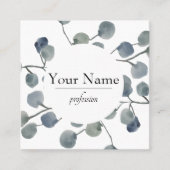 Eucalyptus Leaves Greenery Botanical Waterverf Vierkante Visitekaartje (Voorkant)