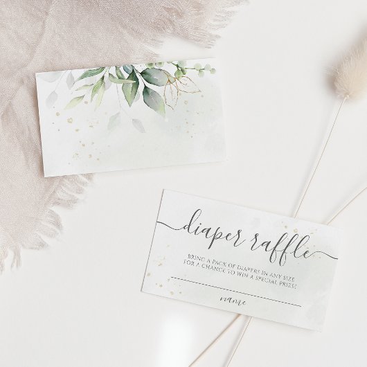 Eucalyptus Leaves Greenery Diaper Raffle Informatiekaartje