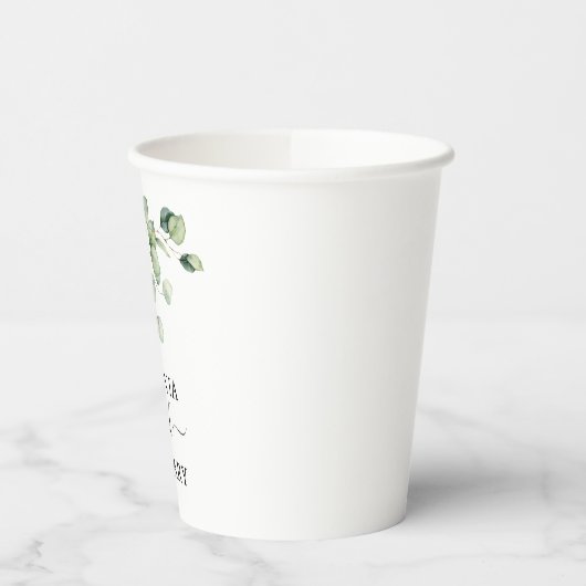 Eucalyptus Leaves Greenery Elegant Minimalist Papieren Bekers (Links)