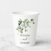 Eucalyptus Leaves Greenery Elegant Minimalist Papieren Bekers (Voorkant)