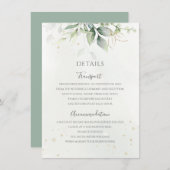 Eucalyptus Leaves Greenery Gold Elegant Wedding Informatiekaartje (Voorkant / Achterkant)