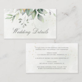 Eucalyptus Leaves Greenery Gold Elegant Wedding Informatiekaartje