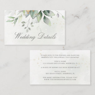 Eucalyptus Leaves Greenery Gold Elegant Wedding Informatiekaartje