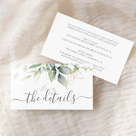 Eucalyptus Leaves Greenery Gold Elegant Wedding Informatiekaartje
