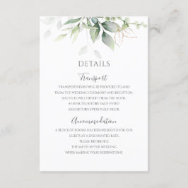 Eucalyptus Leaves Greenery Gold Elegant Wedding Informatiekaartje