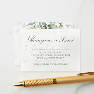 Eucalyptus Leaves Greenery Gold Honeymoon Fund Informatiekaartje