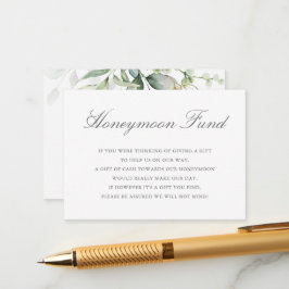 Eucalyptus Leaves Greenery Gold Honeymoon Fund Informatiekaartje