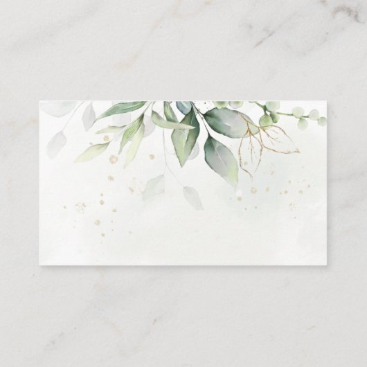 Eucalyptus Leaves Greenery Gold Wedding Website Informatiekaartje (Achterkant)