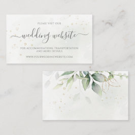 Eucalyptus Leaves Greenery Gold Wedding Website Informatiekaartje