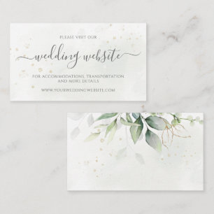 Eucalyptus Leaves Greenery Gold Wedding Website Informatiekaartje