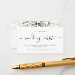 Eucalyptus Leaves Greenery Gold Wedding Website Informatiekaartje