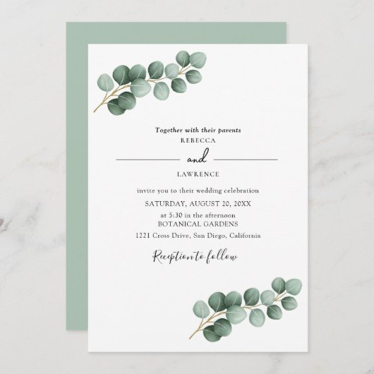 Eucalyptus Leaves Greenery Kaart (Voorkant / Achterkant)