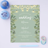 Eucalyptus Leaves Greenery & Lights String bruilof Flyer (Enkel)