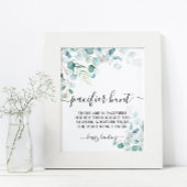 Eucalyptus Leaves Greenery Pacifier Hunt Game Sign Poster